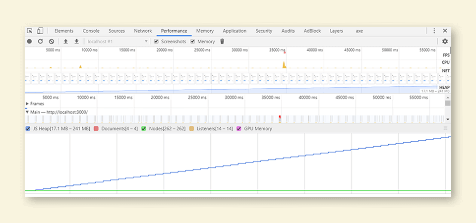 Performance recording in Chrome